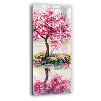 Horloge murale en verre rectangulaire Mosaïque d'un arbre