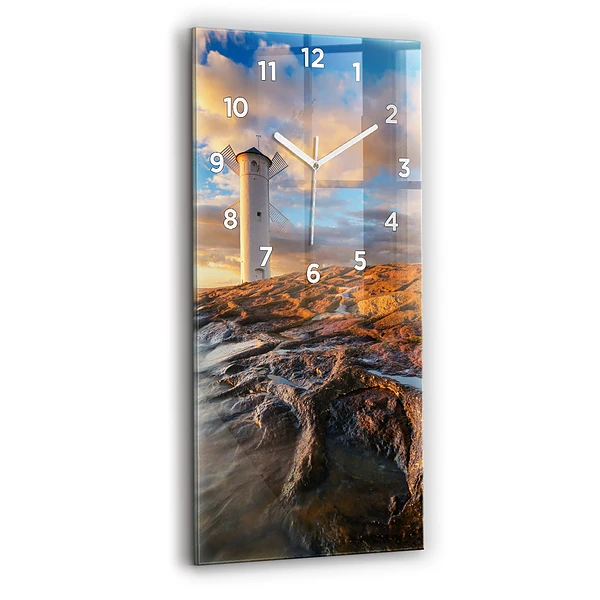 Horloge murale verticale Phare et mer Baltique