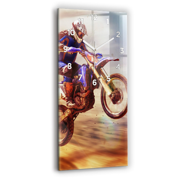 Horloge murale en verre rectangulaire Motocross enduro