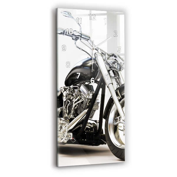 Horloge verticale en verre Moto noire