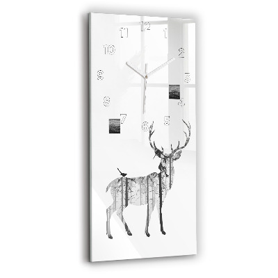 Horloge rectangulaire verticale Silhouette d'un cerf Forêt