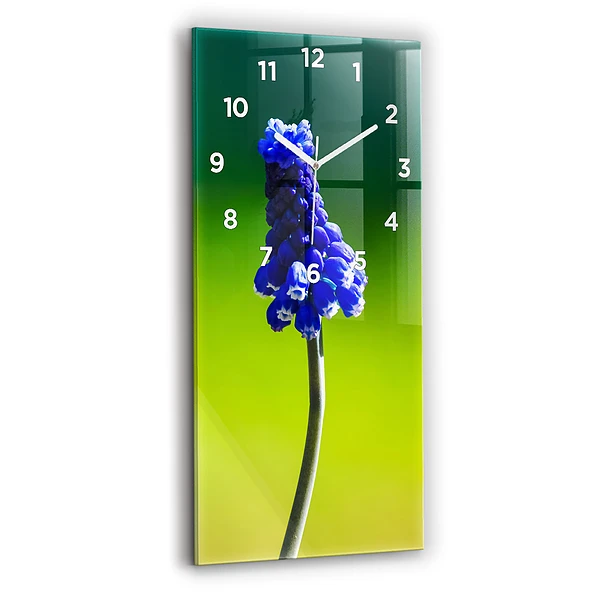 Horloge murale verticale Fleurs bleues