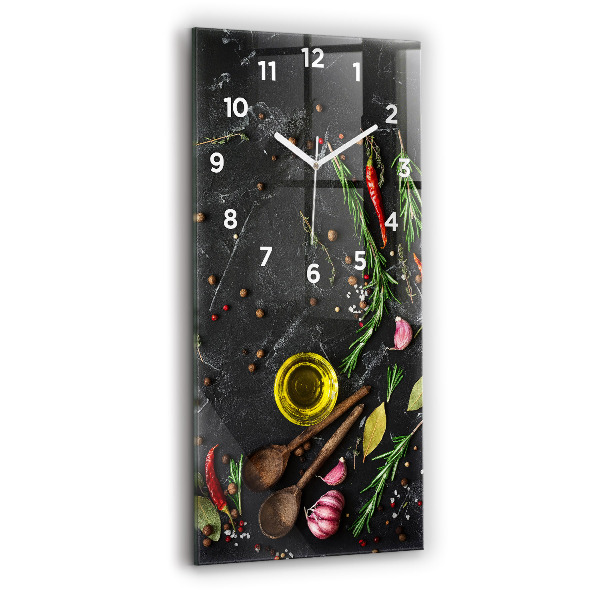 Horloge murale en verre rectangulaire Épices sur le comptoir