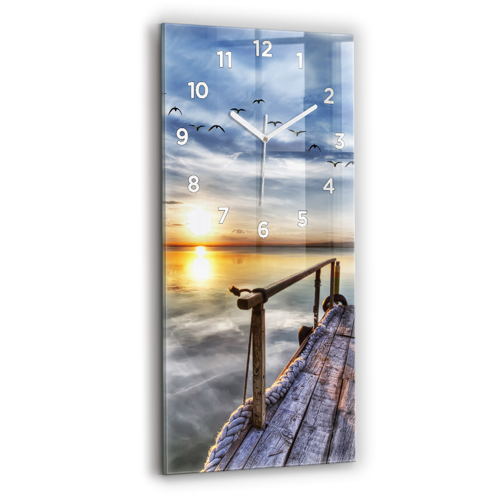 Horloge verticale en verre Lac du coucher du soleil
