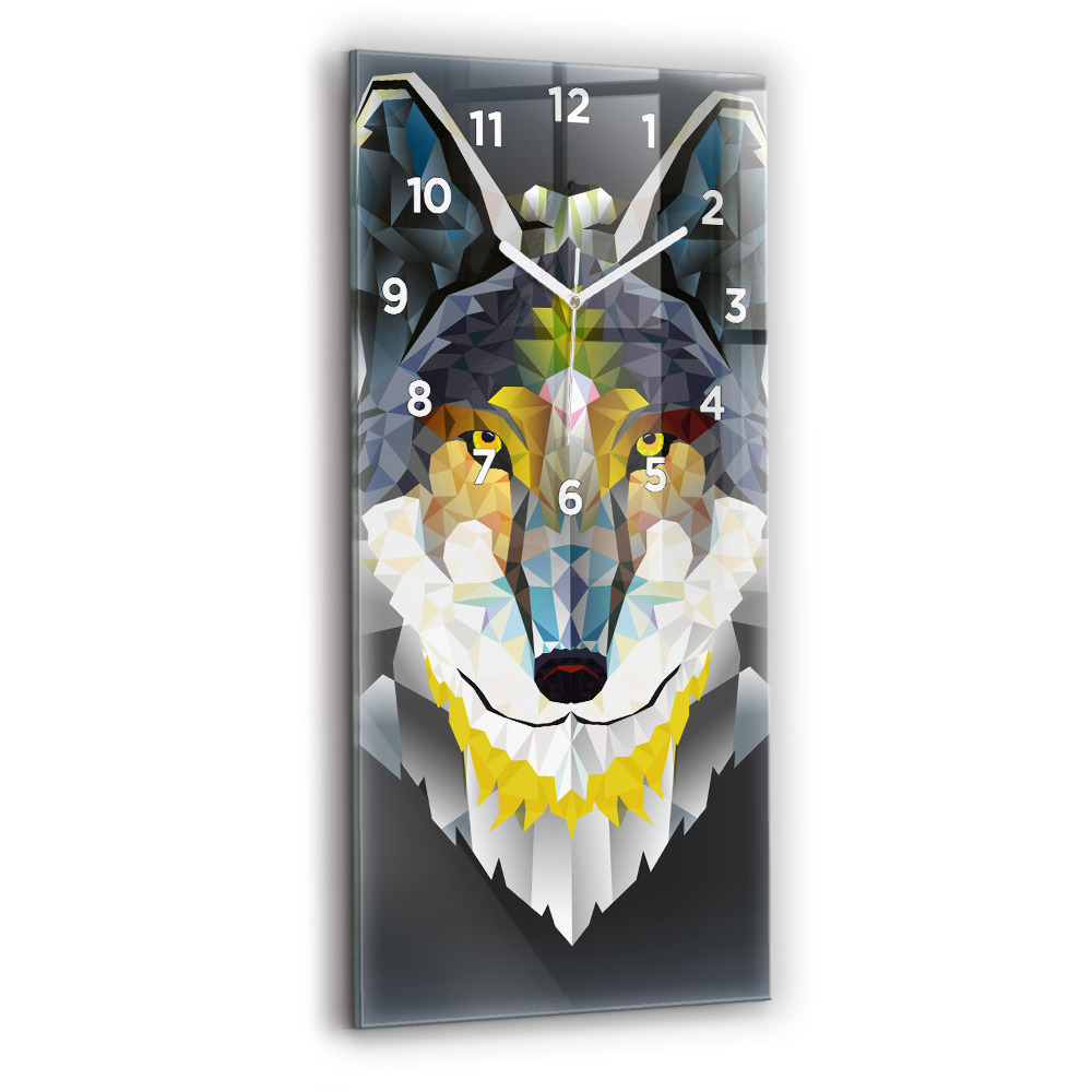 Horloge verticale en verre Tête de loup