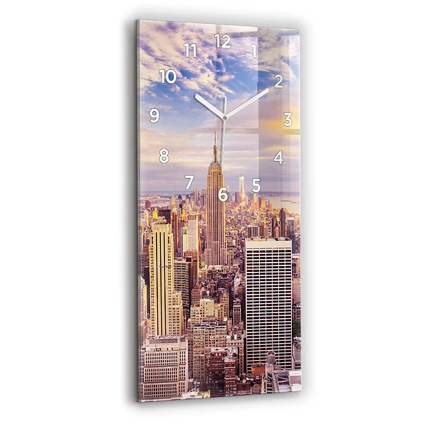 Horloge murale verticale Coucher de soleil à New York