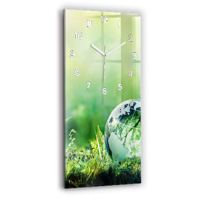 Horloge murale en verre rectangulaire Globe terrestre
