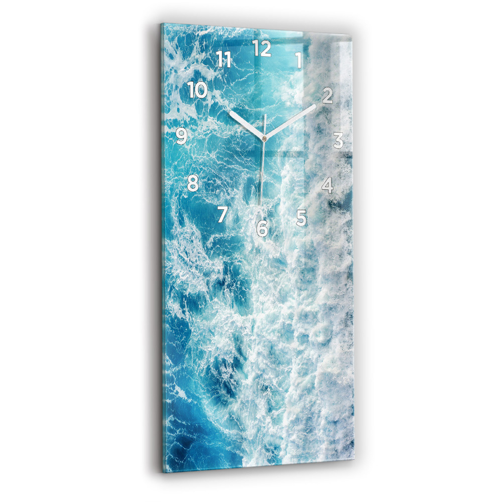 Horloge verticale en verre Vagues de l'océan