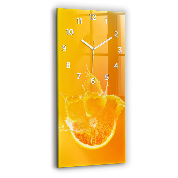 Horloge murale en verre rectangulaire Orange