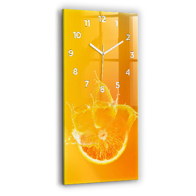 Horloge murale en verre rectangulaire Orange