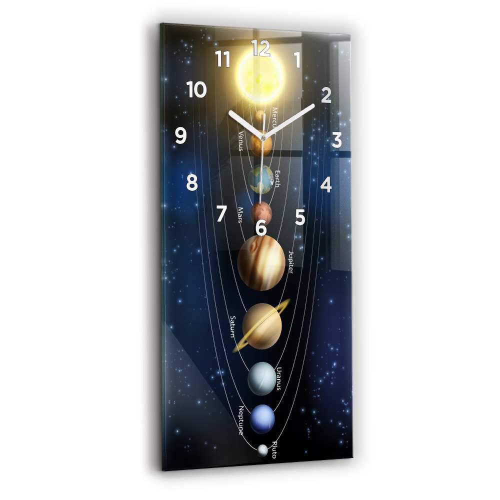 Horloge verticale en verre Système solaire