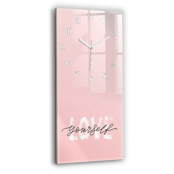 Horloge murale en verre rectangulaire Inscription Love yourself