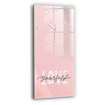 Horloge murale en verre rectangulaire Inscription Love yourself