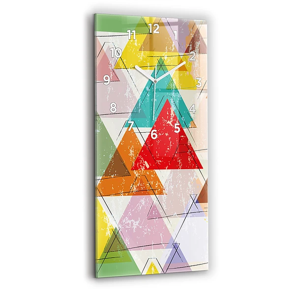 Horloge verticale en verre Triangles géométriques