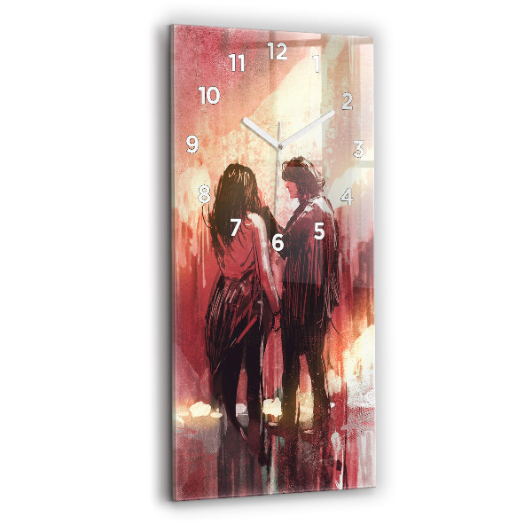 Horloge murale en verre rectangulaire Jeune couple amoureux