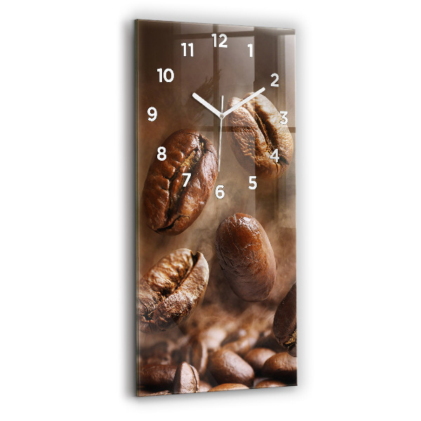 Horloge verticale en verre Grains de café