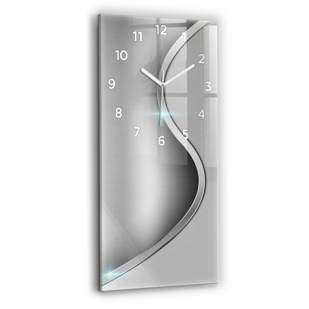 Horloge murale verticale Abstraction métal gris
