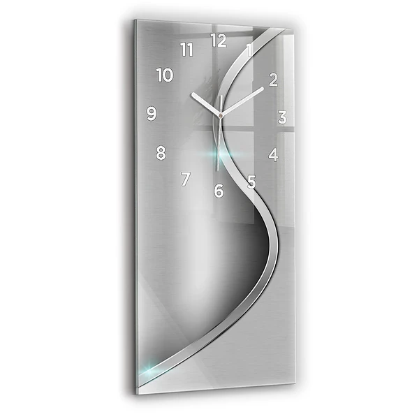 Horloge murale verticale Abstraction métal gris