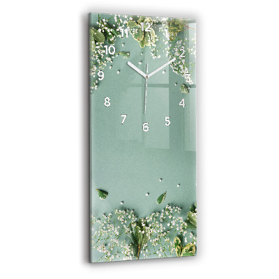 Horloge murale en verre rectangulaire Fleurs délicates
