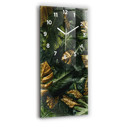 Horloge verticale en verre Feuilles de jungle
