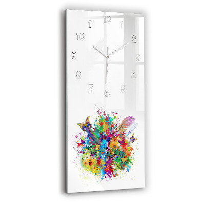 Horloge verticale en verre Harmonie florale avec papillons
