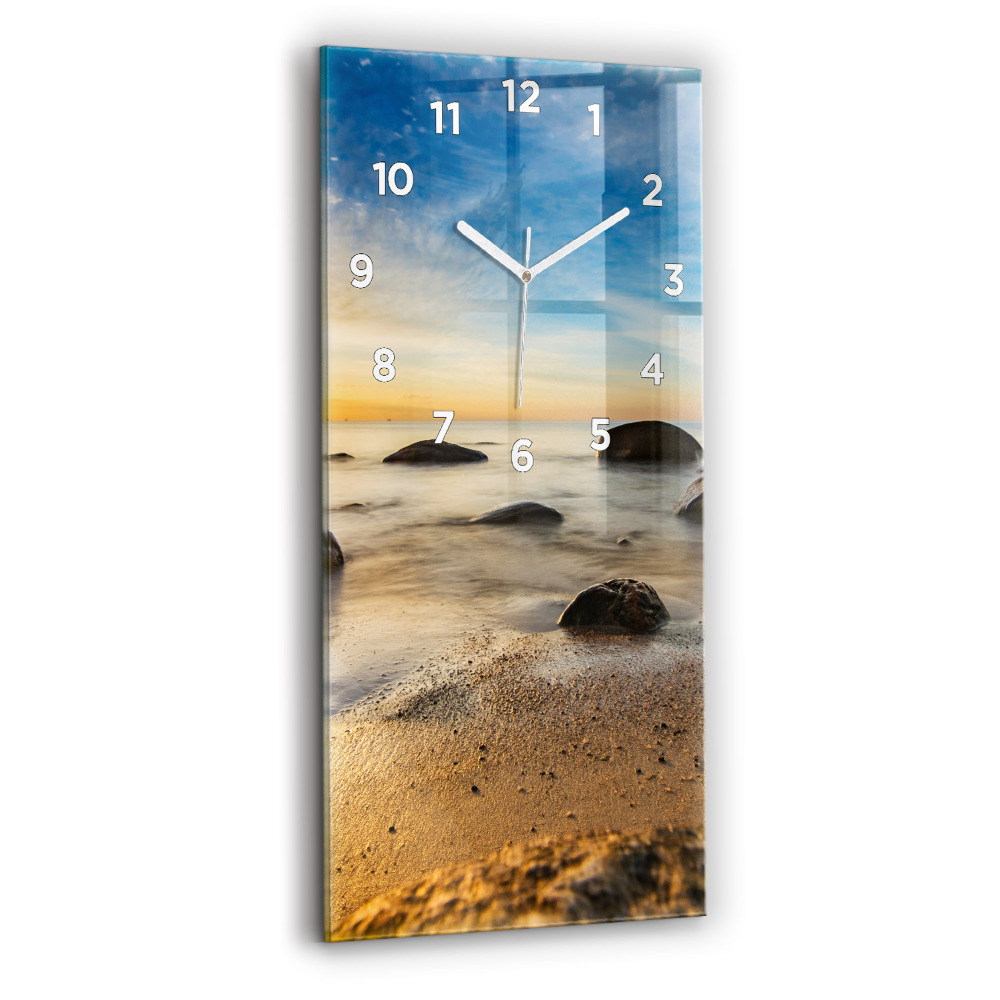 Horloge murale verticale Lever de soleil sur la mer Baltique