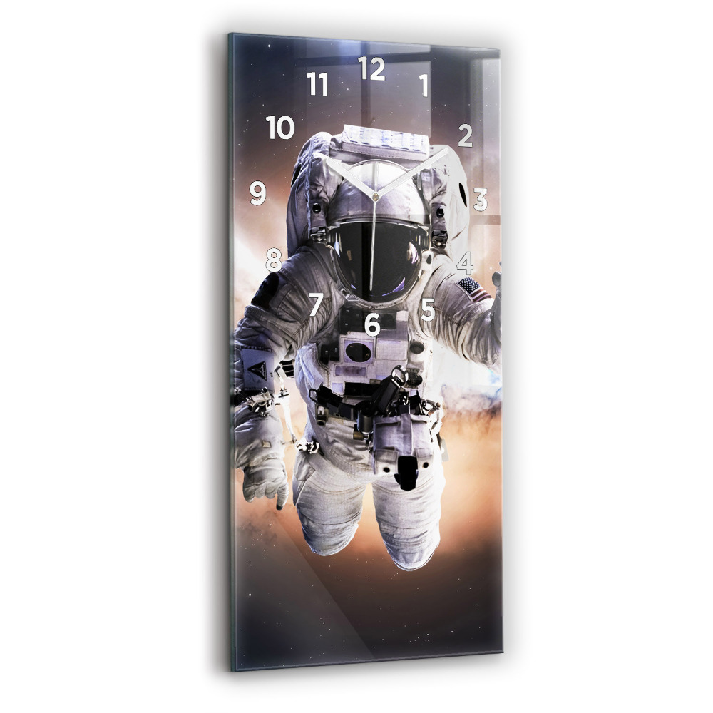 Horloge verticale en verre Astronaute dans l'espace