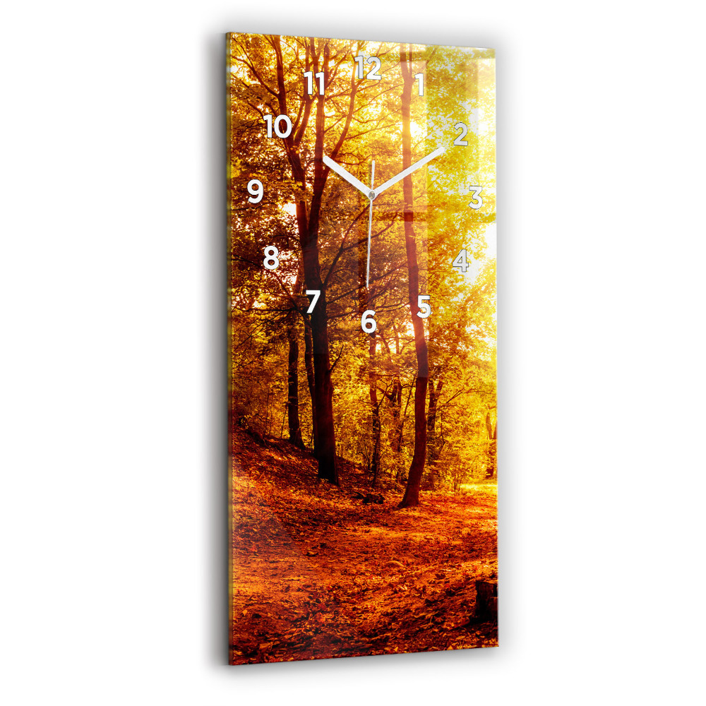 Horloge verticale en verre Paysage de forêt au soleil