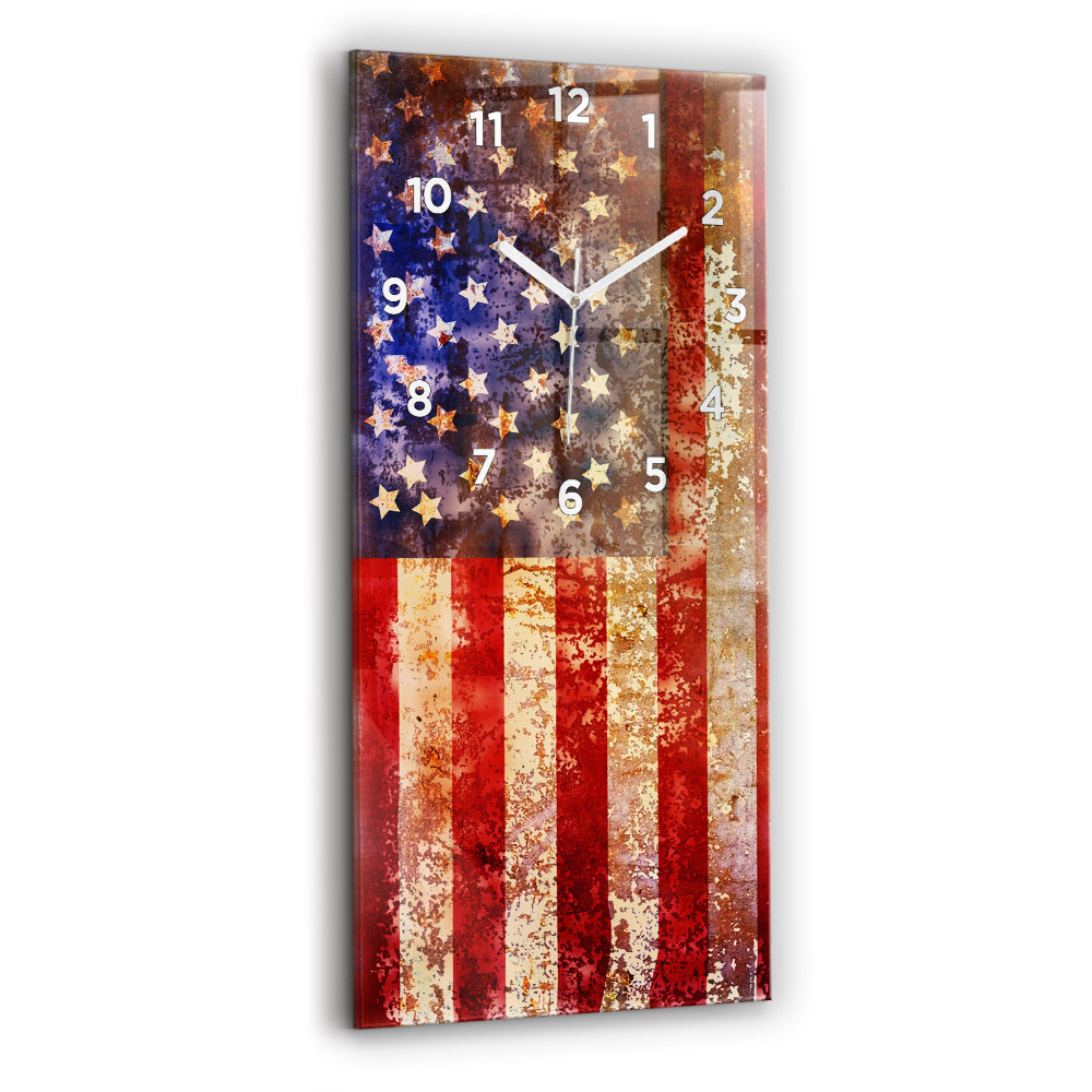 Horloge murale verticale Drapeau américain en style vintage