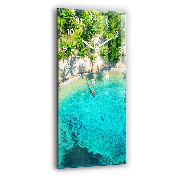 Horloge verticale en verre Plage tropicale de Koh Tao