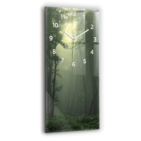 Horloge murale verticale Forêt brumeuse le matin
