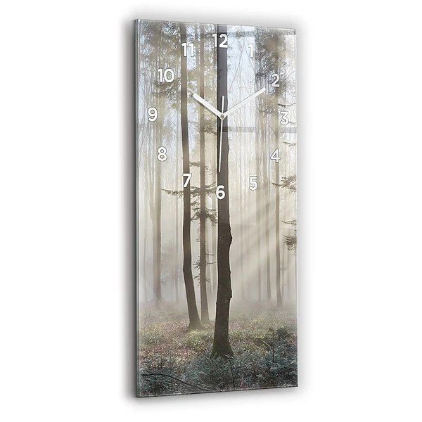 Horloge murale verticale Forêt dans la brume