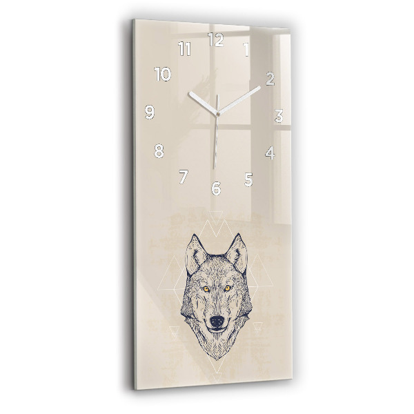 Horloge murale en verre rectangulaire Tête de loup