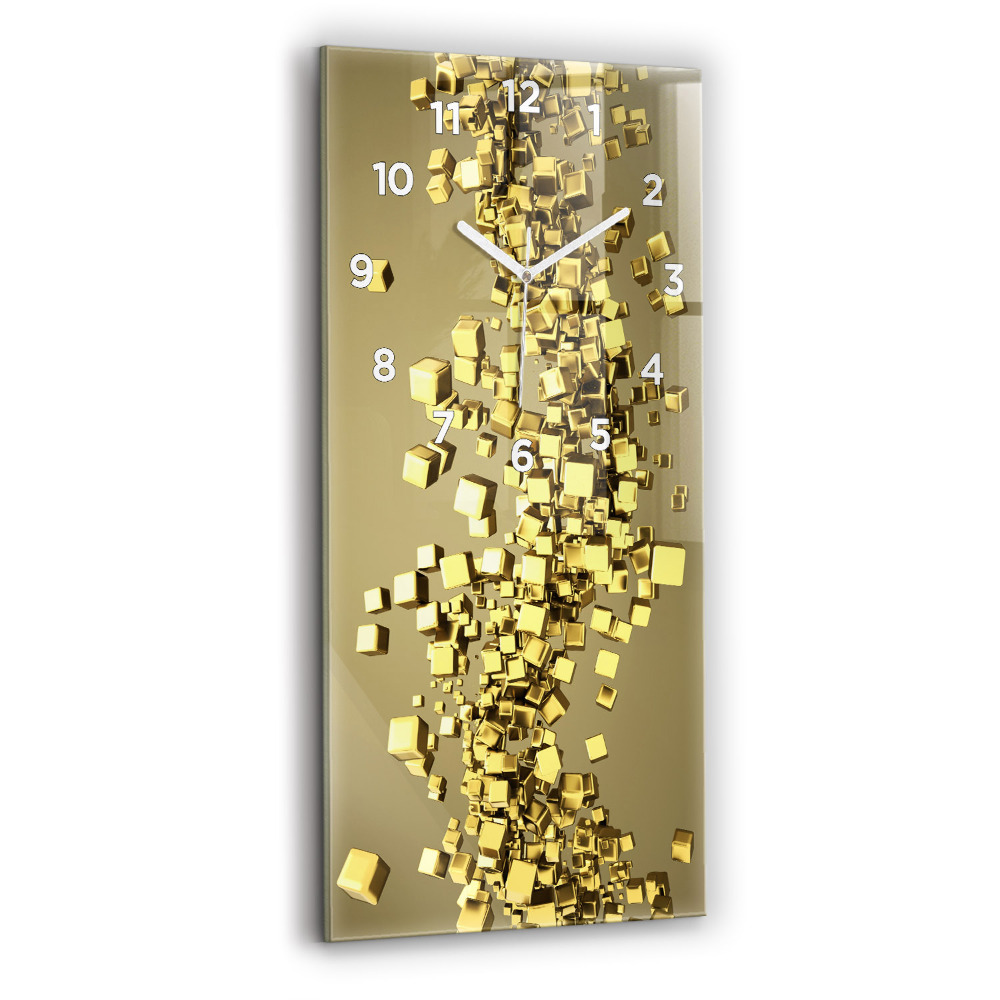 Horloge verticale en verre Carrés dorés