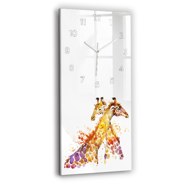 Horloge murale en verre rectangulaire Girafe - aquarelle