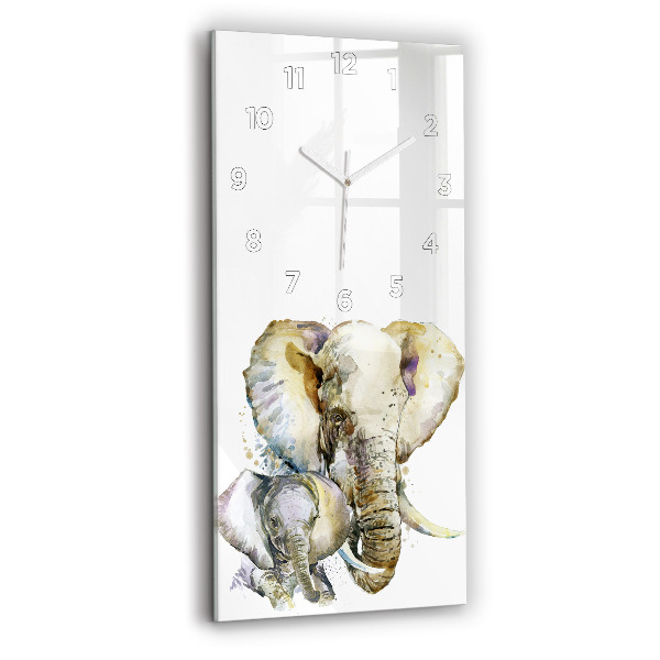 Horloge verticale en verre Animaux peints - éléphant