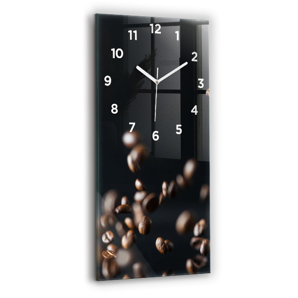 Horloge murale en verre rectangulaire Grains de café