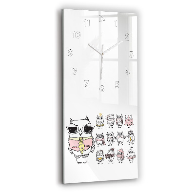 Horloge murale verticale Affiche vintage avec des hiboux