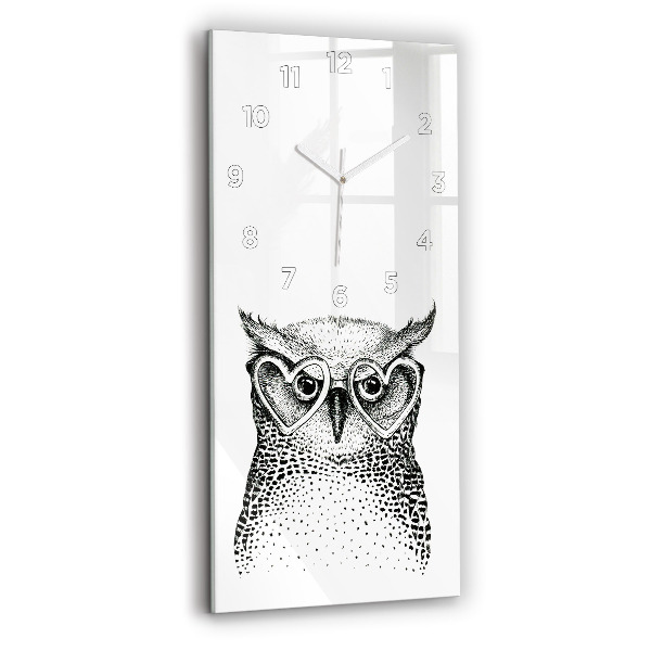 Horloge rectangulaire verticale Hibou dessiné dans des verres