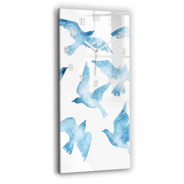 Horloge rectangulaire verticale Oiseaux bleus en vol