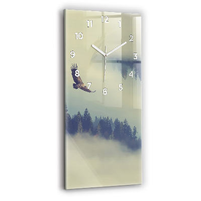 Horloge verticale en verre Aigle des forêts brumeuses