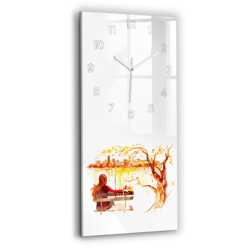 Horloge verticale en verre Paysage d'automne