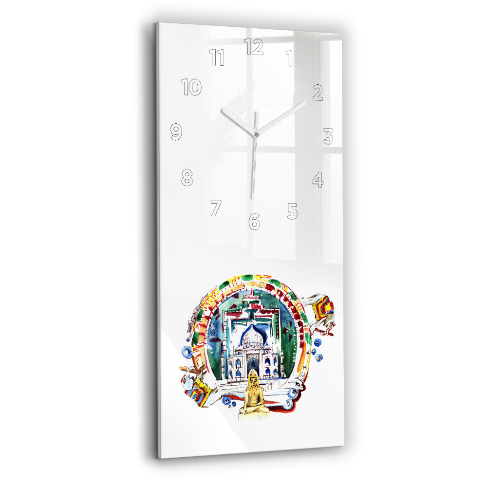Horloge murale en verre rectangulaire Peinture de Bouddha dans un temple