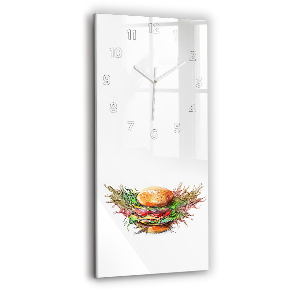 Horloge verticale en verre Hamburger au fromage XXL