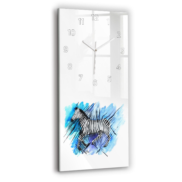 Horloge verticale en verre Zèbre peint asymétrique