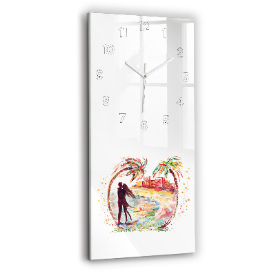 Horloge murale en verre rectangulaire Aquarelle Amour à Miami Beach
