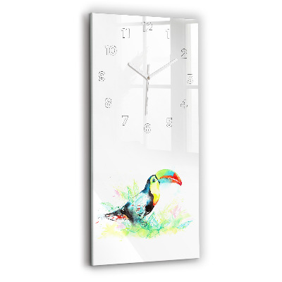 Horloge rectangulaire verticale Toucan dans l'herbe