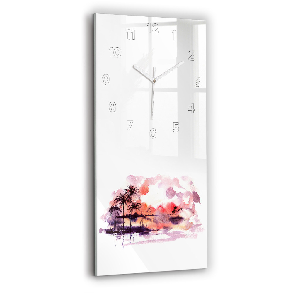Horloge murale en verre rectangulaire Paysage tropical