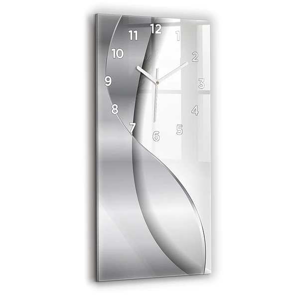Horloge murale en verre rectangulaire Abstraction argentée