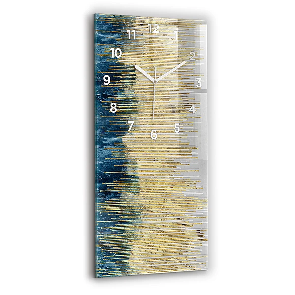 Horloge murale en verre rectangulaire Motif décoratif et or